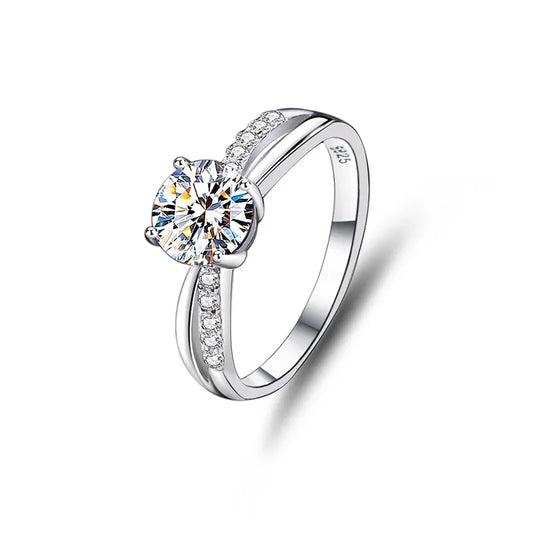 Anello Solitario "Luce Eterna" Moissanite Autentica in Argento Sterling 925