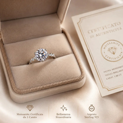 Anello Celestia™ – Argento 925 - Moissanite Certificata - Taglia unica regolabile