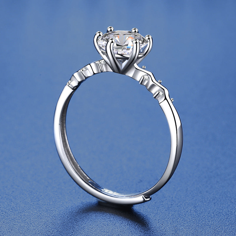 Anello Celestia™ – Argento 925 - Moissanite Certificata - Taglia unica regolabile