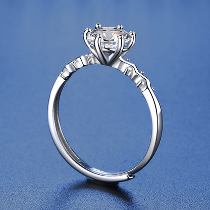 Anello Celestia™ – Argento 925 - Moissanite Certificata - Taglia unica regolabile