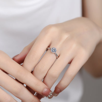 Anello Celestia™ – Argento 925 - Moissanite Certificata - Taglia unica regolabile