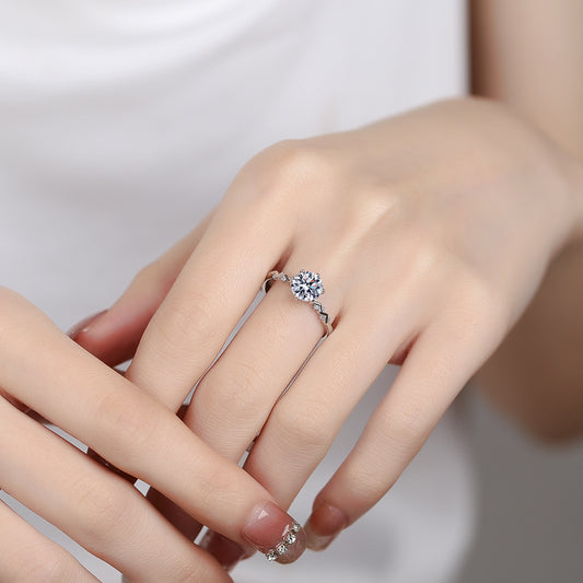 Anello Celestia™ – Argento 925 - Moissanite Certificata - Taglia unica regolabile