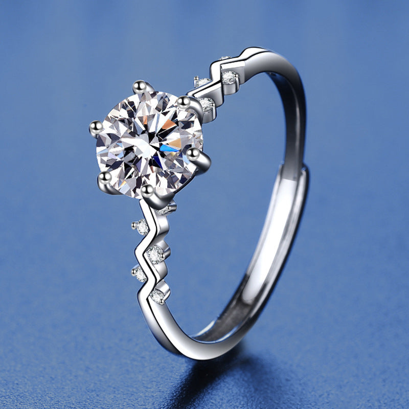 Anello Celestia™ – Argento 925 - Moissanite Certificata - Taglia unica regolabile