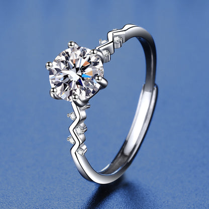 Anello Celestia™ – Argento 925 - Moissanite Certificata - Taglia unica regolabile