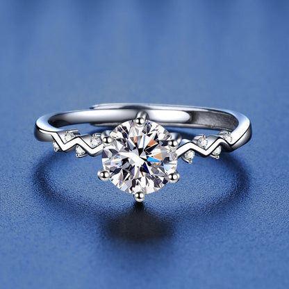 Anello Celestia™ – Argento 925 - Moissanite Certificata - Taglia unica regolabile